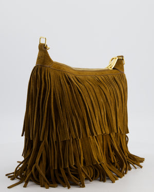 Saint Laurent Tan Suede Emanuelle Fringe Shoulder Bag with Gold Hardware