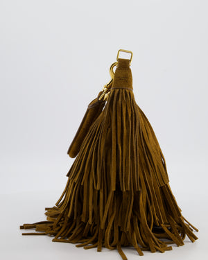 Saint Laurent Tan Suede Emanuelle Fringe Shoulder Bag with Gold Hardware