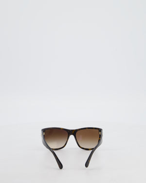 Chanel Brown Tortoise Shell Sunglasses with Logo Detail