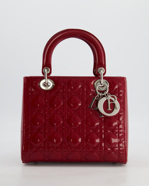 Christian Dior Burgundy Medium Lady Dior Bag in Patent Calfskin Leather with Silver Hardware