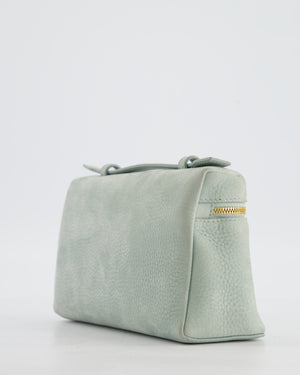 *HOT* Loro Piana Pale Blue Nubuck Leather L19 Extra Pocket Pouch Bag with Gold Hardware