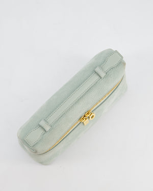 *HOT* Loro Piana Pale Blue Nubuck Leather L19 Extra Pocket Pouch Bag with Gold Hardware