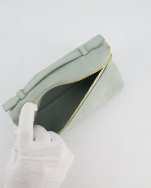 *HOT* Loro Piana Pale Blue Nubuck Leather L19 Extra Pocket Pouch Bag with Gold Hardware