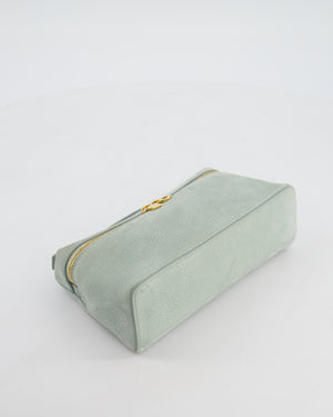 *HOT* Loro Piana Pale Blue Nubuck Leather L19 Extra Pocket Pouch Bag with Gold Hardware