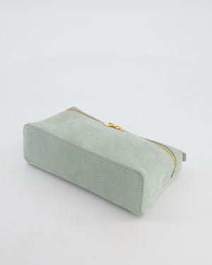 *HOT* Loro Piana Pale Blue Nubuck Leather L19 Extra Pocket Pouch Bag with Gold Hardware