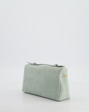 *HOT* Loro Piana Pale Blue Nubuck Leather L19 Extra Pocket Pouch Bag with Gold Hardware