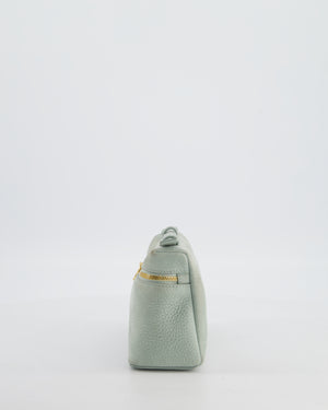 *HOT* Loro Piana Pale Blue Nubuck Leather L19 Extra Pocket Pouch Bag with Gold Hardware
