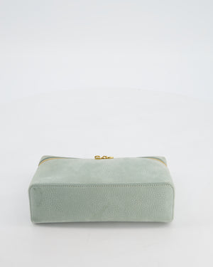 *HOT* Loro Piana Pale Blue Nubuck Leather L19 Extra Pocket Pouch Bag with Gold Hardware