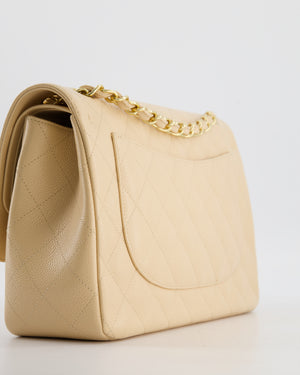 *HOT* Chanel Beige Jumbo Classic Double Flap Bag in Caviar Leather with Gold Hardware RRP £9,540