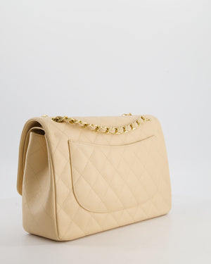 *HOT* Chanel Beige Jumbo Classic Double Flap Bag in Caviar Leather with Gold Hardware RRP £9,540