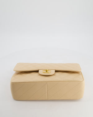 *HOT* Chanel Beige Jumbo Classic Double Flap Bag in Caviar Leather with Gold Hardware RRP £9,540
