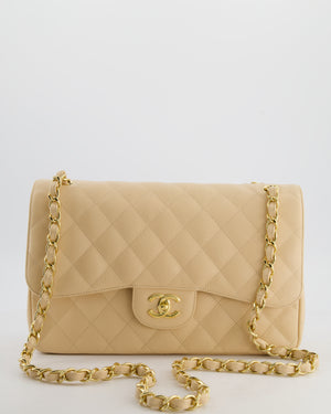 *HOT* Chanel Beige Jumbo Classic Double Flap Bag in Caviar Leather with Gold Hardware RRP £9,540