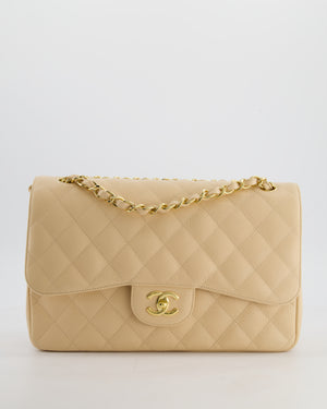 *HOT* Chanel Beige Jumbo Classic Double Flap Bag in Caviar Leather with Gold Hardware RRP £9,540