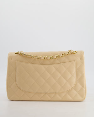 *HOT* Chanel Beige Jumbo Classic Double Flap Bag in Caviar Leather with Gold Hardware RRP £9,540
