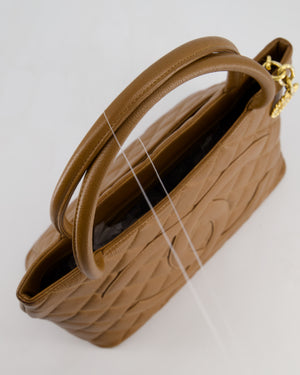 Chanel Vintage Medallion Tote in Caramel Brown Quilted Caviar Leather with Gold Hardware