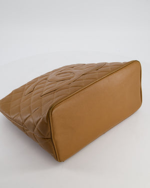 Chanel Vintage Medallion Tote in Caramel Brown Quilted Caviar Leather with Gold Hardware