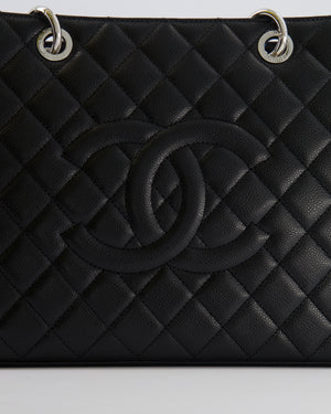 *AMAZING SHAPE* Chanel Grand Shopping Tote GST Bag in Black Caviar Leather with Silver Hardware