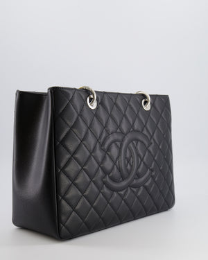 *AMAZING SHAPE* Chanel Grand Shopping Tote GST Bag in Black Caviar Leather with Silver Hardware