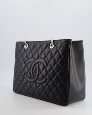 *AMAZING SHAPE* Chanel Grand Shopping Tote GST Bag in Black Caviar Leather with Silver Hardware