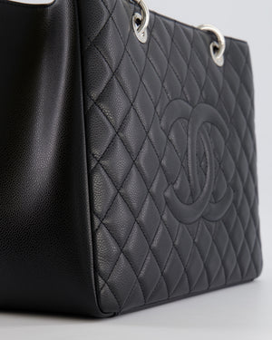*AMAZING SHAPE* Chanel Grand Shopping Tote GST Bag in Black Caviar Leather with Silver Hardware