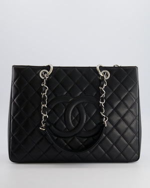 *AMAZING SHAPE* Chanel Grand Shopping Tote GST Bag in Black Caviar Leather with Silver Hardware