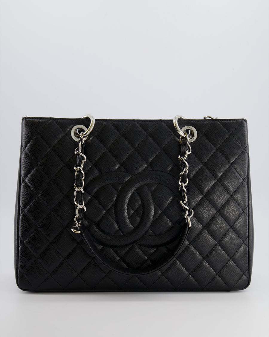*AMAZING SHAPE* Chanel Grand Shopping Tote GST Bag in Black Caviar Leather with Silver Hardware