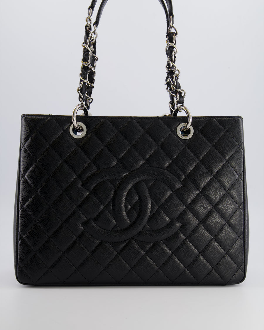*AMAZING SHAPE* Chanel Grand Shopping Tote GST Bag in Black Caviar Leather with Silver Hardware