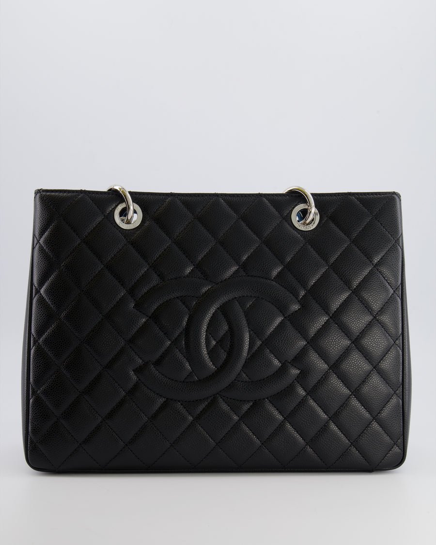 *AMAZING SHAPE* Chanel Grand Shopping Tote GST Bag in Black Caviar Leather with Silver Hardware