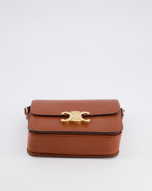 Celine Brown Calfskin Leather Teen Triomphe Bag with Gold Hardware RRP £3150