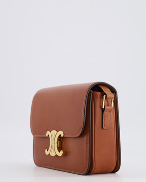 Celine Brown Calfskin Leather Teen Triomphe Bag with Gold Hardware RRP £3150