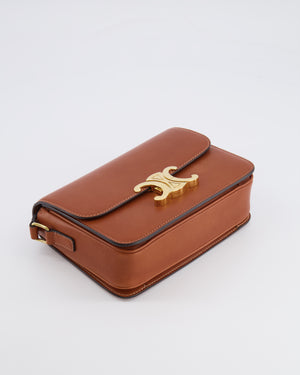 Celine Brown Calfskin Leather Teen Triomphe Bag with Gold Hardware RRP £3150