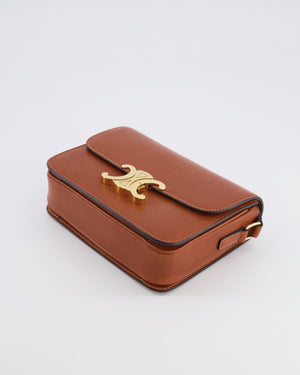 Celine Brown Calfskin Leather Teen Triomphe Bag with Gold Hardware RRP £3150