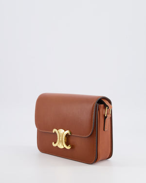 Celine Brown Calfskin Leather Teen Triomphe Bag with Gold Hardware RRP £3150