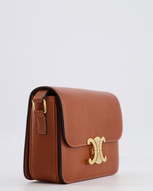 Celine Brown Calfskin Leather Teen Triomphe Bag with Gold Hardware RRP £3150