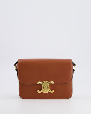 Celine Brown Calfskin Leather Teen Triomphe Bag with Gold Hardware RRP £3150