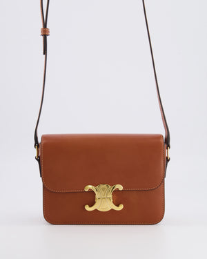 Celine Brown Calfskin Leather Teen Triomphe Bag with Gold Hardware RRP £3150