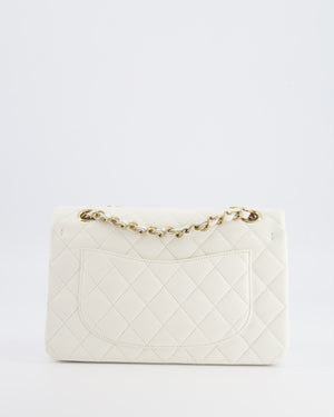 *HOT & RARE* Chanel White Small Classic Double Flap Bag in Caviar Leather with Champagne Gold Hardware