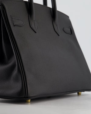 *HOT* Hermès Birkin 30 Retourne Bag in Noir Epsom Leather with Gold Hardware