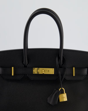 *HOT* Hermès Birkin 30 Retourne Bag in Noir Epsom Leather with Gold Hardware