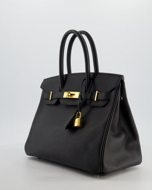 *HOT* Hermès Birkin 30 Retourne Bag in Noir Epsom Leather with Gold Hardware
