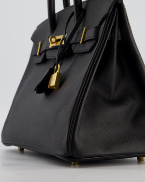 *HOT* Hermès Birkin 30 Retourne Bag in Noir Epsom Leather with Gold Hardware