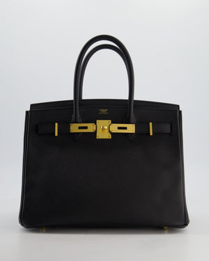 *HOT* Hermès Birkin 30 Retourne Bag in Noir Epsom Leather with Gold Hardware