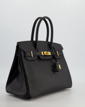 *HOT* Hermès Birkin 30 Retourne Bag in Noir Epsom Leather with Gold Hardware