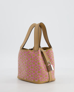 Hermès Micro Picotin 14 Lucky Daisy Bag in & Blanc, Chai & Framboise Swift Leather with Palladium Hardware