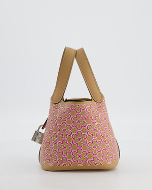 Hermès Micro Picotin 14 Lucky Daisy Bag in & Blanc, Chai & Framboise Swift Leather with Palladium Hardware