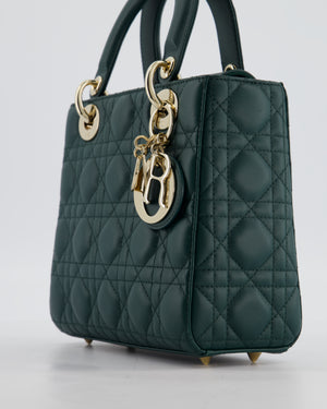 Christian Dior Small Lady Dior My ABCDior Bag In Forest Green Cannage Lambskin with Champagne Gold Hardware RRP £5,200