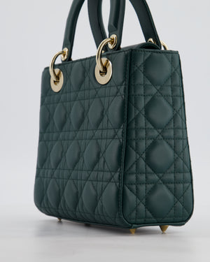 Christian Dior Small Lady Dior My ABCDior Bag In Forest Green Cannage Lambskin with Champagne Gold Hardware RRP £5,200