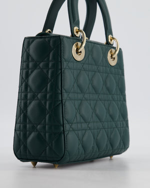 Christian Dior Small Lady Dior My ABCDior Bag In Forest Green Cannage Lambskin with Champagne Gold Hardware RRP £5,200