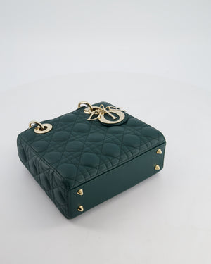 Christian Dior Small Lady Dior My ABCDior Bag In Forest Green Cannage Lambskin with Champagne Gold Hardware RRP £5,200