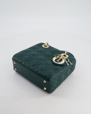 Christian Dior Small Lady Dior My ABCDior Bag In Forest Green Cannage Lambskin with Champagne Gold Hardware RRP £5,200